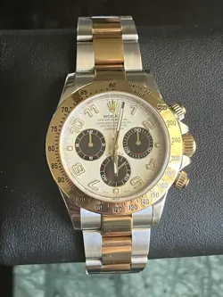 ROLEX DAYTONA COSMOGRAPH 40MM PANDA RACING 18K GOLD STEEL 116523. FULL SET 2013
