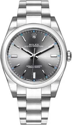 ROLEX OYSTER PERPETUAL 39MM RHODIUM DIAL AUTOMATIC MEN'S WATCH 114300-0001