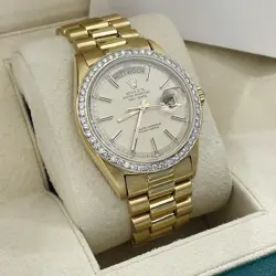 ROLEX DAY-DATE 36MM GOLD PRESIDENTIAL CHAMPAGNE DIAL DIAMOND BEZEL REF: 1803