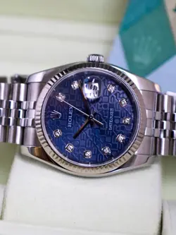 ROLEX DATEJUST 36 116234 JUBILEE (HIDDEN CLASP) FACTORY BLUE ANNIVERSARY DIAMOND