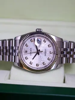 ROLEX DATEJUST 36 116234 JUBILEE (HIDDEN CLASP) ANNIVERSARY DIAMOND DIAL