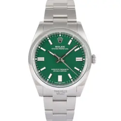 ROLEX MEN OYSTER PERPETUAL 124300 STEEL 41MM WATCH GREEN STICK INDEX DIAL B&P