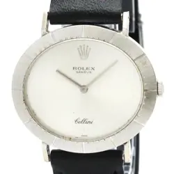 ROLEX CELLINI 4083 18K WHITE GOLD LEATHER HAND-WINDING MENS WATCH BF580925