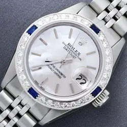 LADIES ROLEX DATEJUST MOP INDEX DIAL 18K WHITE GOLD AND STEEL DIAMOND WATCH