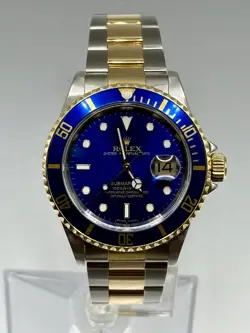 1997 ROLEX SUBMARINER 16613LB BLUESY WITH BOX, HANG TAG, ANCHOR. GREAT CONDITION