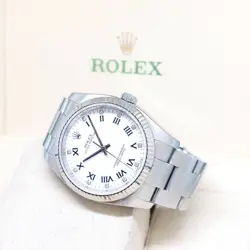 ROLEX 36MM WHITE ROMAN DIAMONDS OYSTER PERPETUAL REF: 116034 (2012)