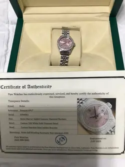 ROLEX WOMENS WATCH DIAMOND BEZEL 18K GOLD WITH CERTIFICATE