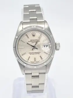 ROLEX DATEJUST LADIES 26MM 69190 SILVER TAPESTRY DIAL STAINLESS STEEL BOX