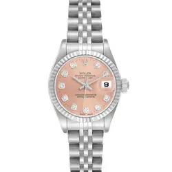 ROLEX DATEJUST STEEL WHITE GOLD SALMON DIAMOND LADIES WATCH 79174 BOX PAPERS