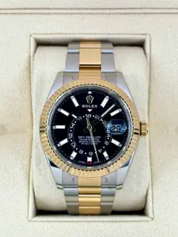 2022 ROLEX SKY-DWELLER 42MM 326933 TWO-TONE OYSTER BLACK DIAL