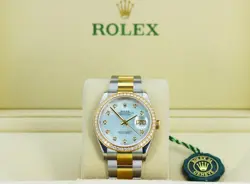 ROLEX DATEJUST 36MM, MOP DIA DIAL, DIA BEZEL - YELLOW GOLD & STEEL OYSTER 116243