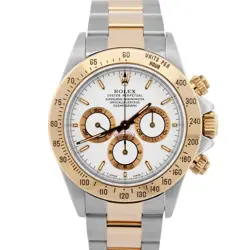 ROLEX DAYTONA COSMOGRAPH WHITE TRITINOVA TWO-TONE 18K GOLD STEEL WATCH 16523
