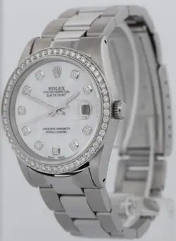 MINT Rolex DateJust DIAMOND MOP 36mm Stainless Steel Automatic Watch 16220