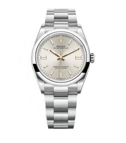 ROLEX 36MM 126000 OYSTER PERPETUAL GOLD STICKS & HANDS SILVER DIAL AUTOMATIC