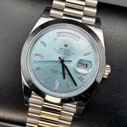 ROLEX PLATINUM DAY-DATE 40 228206 ICE BLUE DIAMOND DIAL AUTOMATIC WATCH - 2021
