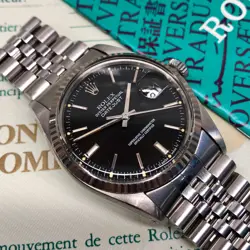 ROLEX DATEJUST 16014 BLACK DIAL JUBILEE FLUTED BEZEL WRISTWATCH WITH PAPERS