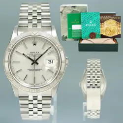 MINT ROLEX DATEJUST 16264 TURN-O-GRAPH SILVER STICK JUBILEE WHITE GOLD 36MM