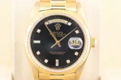 1979 Rolex Day-Date 18038 Spanish Date Black Diamond Dial 18kt President 36mm
