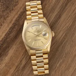ROLEX DAY-DATE 36, YELLOW GOLD, CHAMPAGNE TAPESTRY DIAL, PRESIDENT BRACELET, ...