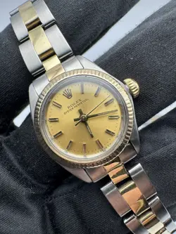 LADY ROLEX OYSTER PERPETUAL TWO TONE STAINLESS/GOLD  WATCH 6719 26MM