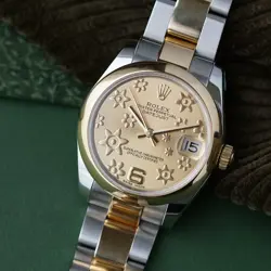 ROLEX DATEJUST 178243 CHAMPAGNE FLORAL STEEL & 18K YELLOW GOLD 31MM AUTO 2016