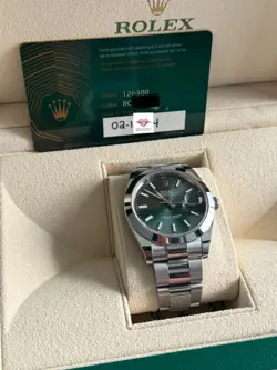 ROLEX DATEJUST 126300 MINT GREEN DIAL STAINLESS STEEL 41MM WATCH