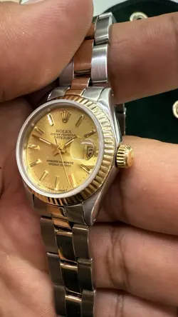 rolex date just ladies 2 tone gold stainless steel