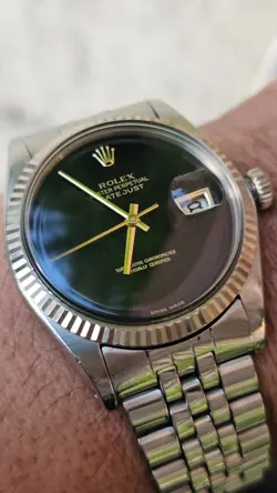 VINTAGE ROLEX DATEJUST 1601 BLACK DIAL MEN'S AUTOMATIC WATCH 1969