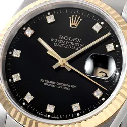 ROLEX DATEJUST 10P DIAMOND 16233G BLACK L 861924