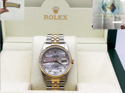 ROLEX DATEJUST 16233 FACTORY MOTHER OF PEARL DIAMOND DIAL 18K GOLD STEEL JUBILEE