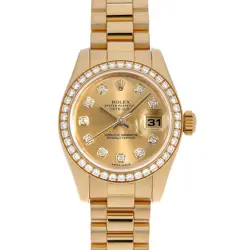 ROLEX DATEJUST BEZEL DIAMOND 10P DIAMOND 179138G CHAMPAGNE GOLD RANDOM NUMBE...