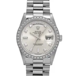 ROLEX DAY-DATE 18346A SILVER/DIAMOND WATCH 676820