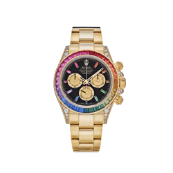 ROLEX DAYTONA 126598RBOW 'RAINBOW' YELLOW GOLD BLACK DIAL SAPPHIRE BEZEL (2025)