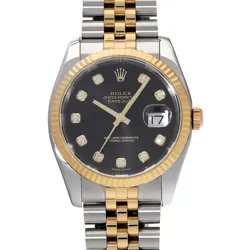 ROLEX DATEJUST 116233G BLACK/DIAMOND WATCH 676844