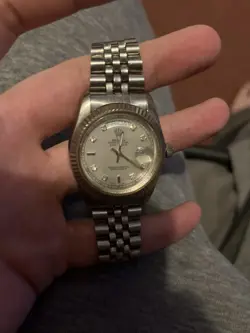 ROLEX DATEJUST SILVER MEN'S WATCH. STUCK DATE AND TIME