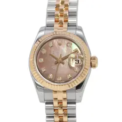 ROLEX DATEJUST 26MM STEEL 18K ROSE GOLD BLACK MOTHER OF PEARL DIAL 179171NG
