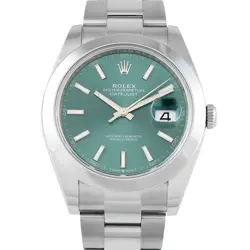 ROLEX DATEJUST 41 MINT GREEN DIAL STEEL OYSTER WATCH 126300