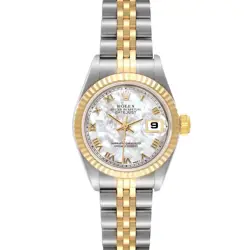 ROLEX DATEJUST MOP ROMAN DIAL STEEL YELLOW GOLD LADIES WATCH 69173