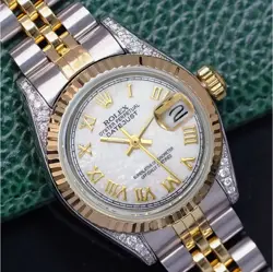 ROLEX DATEJUST LADIES TWOTONE GOLD STEEL WHITE MOTHER OF PEARL ROMAN NUMERAL