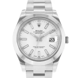 ROLEX DATEJUST II 41MM 116300 WHITE INDEX STEEL SMOOTH OYSTER MENS WATCH