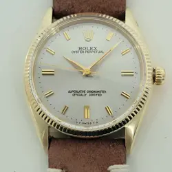 MENS ROLEX OYSTER PERPETUAL REF 6467 9K SOLID GOLD 1950S 34MM AUTOMATIC RA482