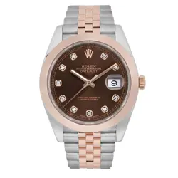 ROLEX DATEJUST 41 STEEL 18K ROSE GOLD CHOCOLATE DIAMOND DIAL MENS WATCH 126301