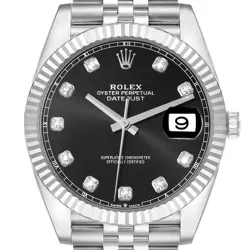 ROLEX DATEJUST 41 STEEL WHITE GOLD BLACK DIAMOND DIAL MENS WATCH 126334