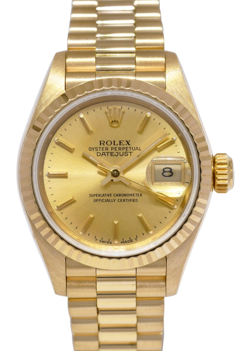 ROLEX DATEJUST PRESIDENT 18K YELLOW GOLD CHAMPAGNE DIAL 26MM WATCH L 69178