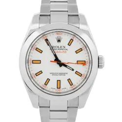 ROLEX MILGAUSS WHITE ORANGE STAINLESS STEEL 40MM 116400 OYSTER AUTOMATIC WATCH