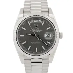 MINT PAPERS ROLEX DAY-DATE PRESIDENT GRAY TAPESTRY 18K GOLD 40MM 228239 BOX