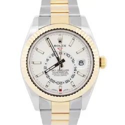 ROLEX SKY-DWELLER WHITE TWO-TONE 18K GOLD STAINLESS STEEL 42MM OYSTER 326933