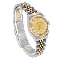 ROLEX DATEJUST STEEL YELLOW GOLD CHAMPAGNE DIAMOND LADIES WATCH 79173