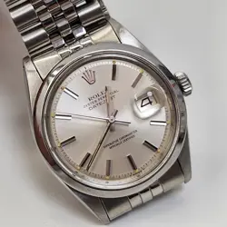ROLEX DATEJUST 36 MM STEEL JUBILEE AUTOMATIC SILVER WATCH 1600 CIRCA 1976 685803382128