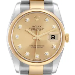 ROLEX DATEJUST STEEL YELLOW GOLD DIAMOND DIAL MENS WATCH 116203